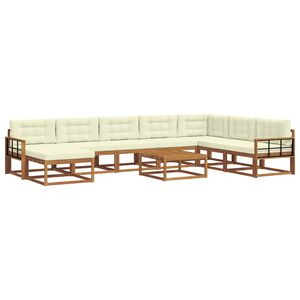 vidaXL Outdoor-Sofagarnitur mit Kissen 9 pcs Natur und Creme