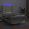 vidaXL Boxspringbett mit Matratze & LED Creme 90x190 cm Kunstleder