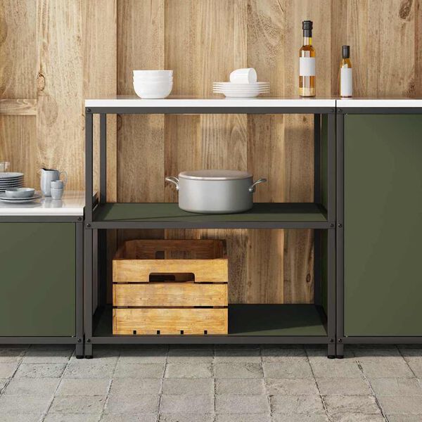 vidaXL K&uuml;chenaufbewahrung mit Regal Olive Gr&uuml;n 60 x 50 x 92 cm Stahl