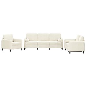 vidaXL 3-tlg. Sofagarnitur mit Kissen Creme Samt