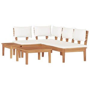 vidaXL Gartenbänke Set mit Kissen mit Speicher 4 pcs Braun und Creme