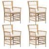 vidaXL Gartenst&uuml;hle 4 stk. Natur PE Rattan, Stahl und Polyesterstoff