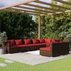 vidaXL 8-tlg. Garten-Lounge-Set mit Kissen Braun Poly Rattan