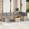 vidaXL Garten-Sofa-Set mit Speicher 9 pcs Beige Poly Rattan