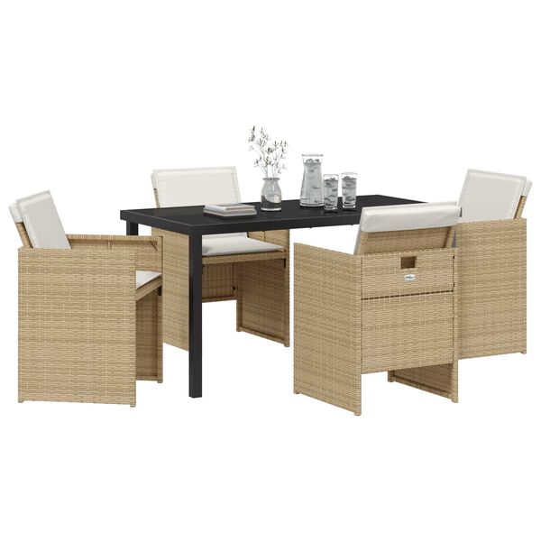 vidaXL Garten Essgruppe 5 pcs Beige Poly-Rattan