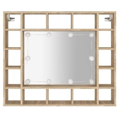 vidaXL Spiegelschrank mit LED Sonoma-Eiche 91x15x76,5 cm