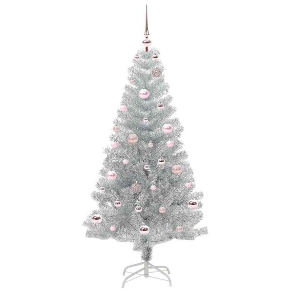 vidaXL Weihnachtsbaum mit 150 LEDs mit St&auml;nder Silber 150 cm PET