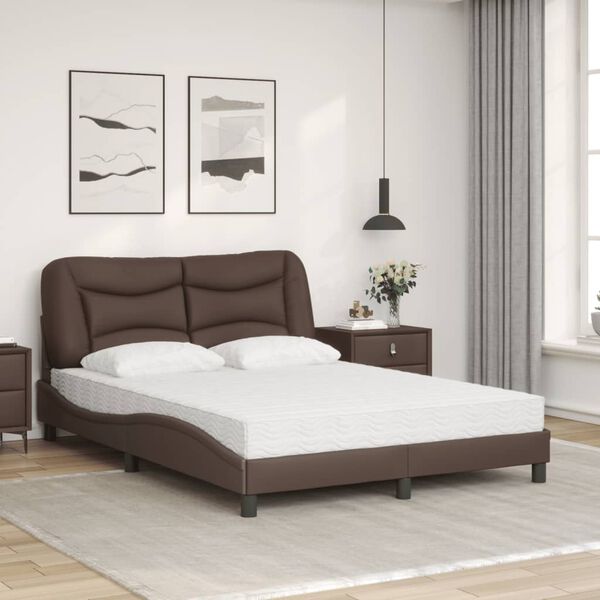 vidaXL Bett mit Matratze "Hvar" Braun 140x190 cm Kunstleder