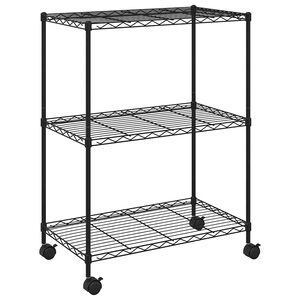 vidaXL Lagerregal mit 3 B&ouml;den und Rollen 60x35x81 cm Schwarz 150 kg