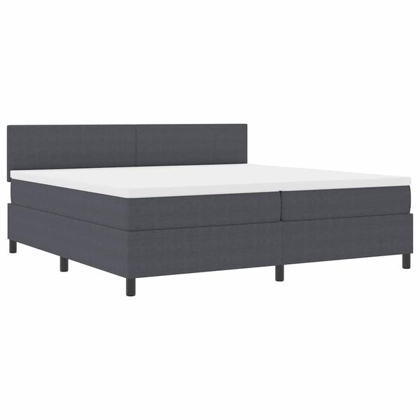 vidaXL Boxspringbett Dunkelgrau und Wei&szlig; 203 x 200 x 88 cm Cordstoff
