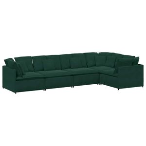vidaXL Modulares Sofa mit Kissen Samt Dunkelgr&uuml;n