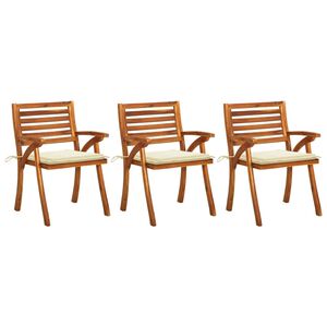 vidaXL Garten-Essst&uuml;hle mit Kissen 3 Stk. Massivholz Akazie
