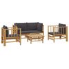 vidaXL 5-tlg. Garten-Lounge-Set mit Dunkelgrauen Kissen Bambus