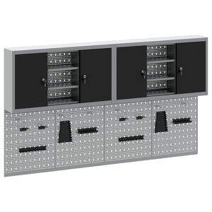 vidaXL Werkzeugschrank-Set 6 pcs Schwarz Pulverbeschichteter Stahl