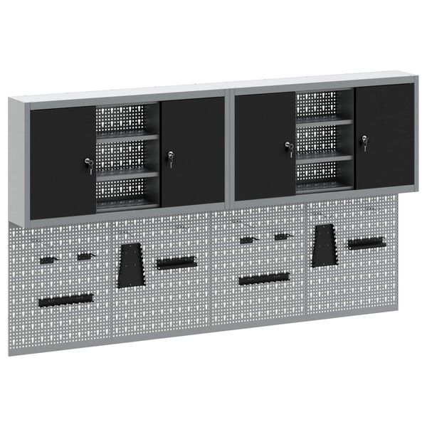 vidaXL Werkzeugschrank-Set 6 pcs Schwarz Pulverbeschichteter Stahl