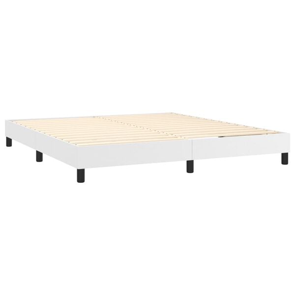 vidaXL Boxspringbettgestell Weiß 160x200 cm Kunstleder