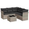 vidaXL 6-tlg. Garten-Sofagarnitur mit Kissen Hellgrau Poly Rattan