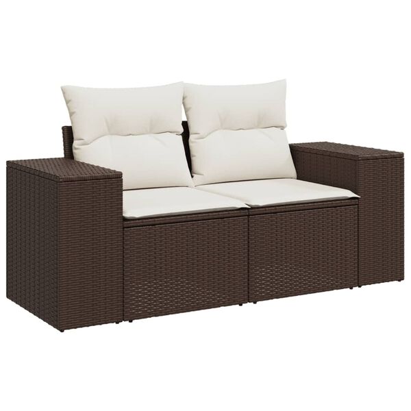 vidaXL 10-tlg. Garten-Sofagarnitur mit Kissen Braun Poly Rattan