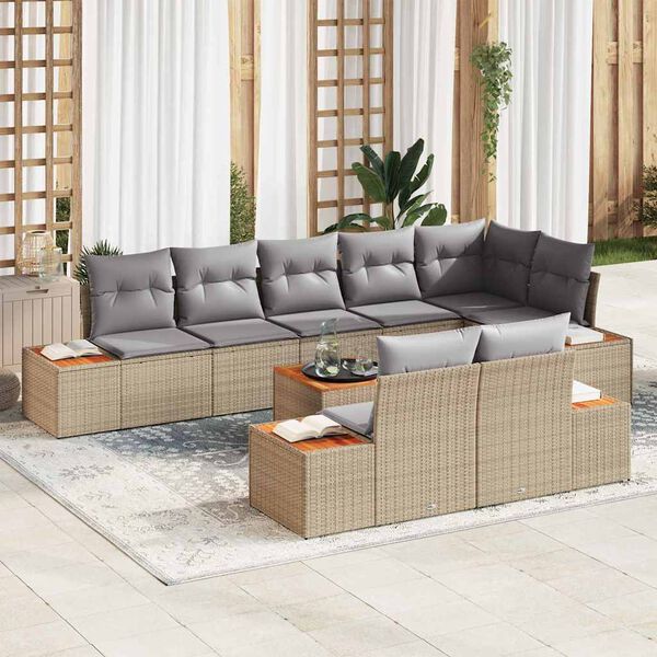 vidaXL Gartensofa-set mit Kissen 8 pcs Beige und Hellgrau Polyrattan