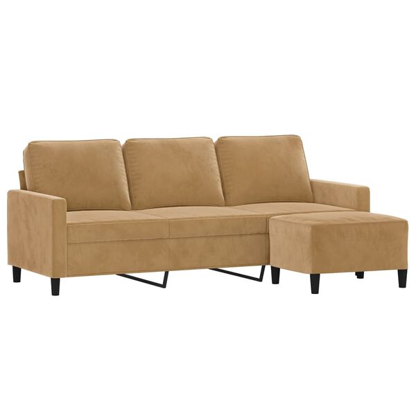 vidaXL 3-Sitzer-Sofa mit Hocker Braun 180 cm Samt