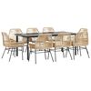 vidaXL 9-tlg. Garten-Essgruppe mit Kissen Braun Poly Rattan Glas