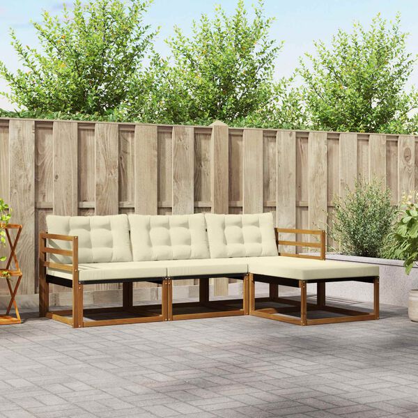 vidaXL Outdoor-Sofagarnitur mit Kissen 4 pcs Natur und Creme