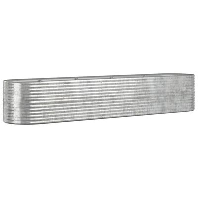 vidaXL Hochbeet Pulverbeschichteter Stahl 368x80x68 cm Silbern