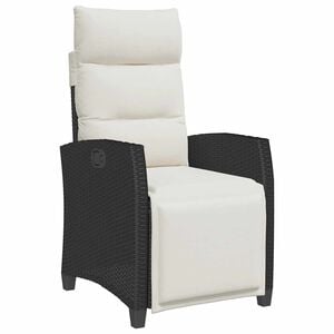 vidaXL Gartensessel mit Beistelltisch Verstellbar Schwarz Poly Rattan