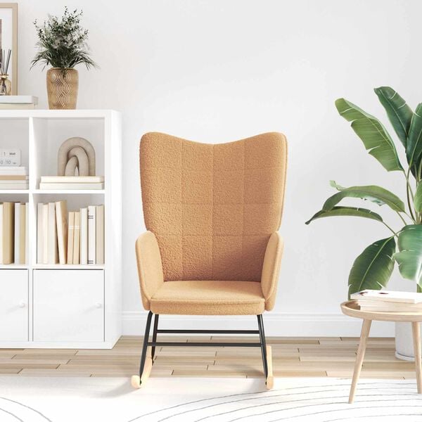vidaXL Schaukelstuhl Beige Sherpa-Stoff