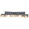 vidaXL 6-tlg. Paletten-Lounge-Set mit Kissen in Grau Holz
