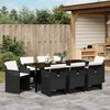 vidaXL Garten Essgruppe mit Kissen 9 pcs Schwarz Poly-Rattan