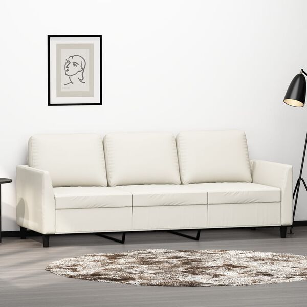 vidaXL 3-Sitzer-Sofa Creme 180 cm Kunstleder