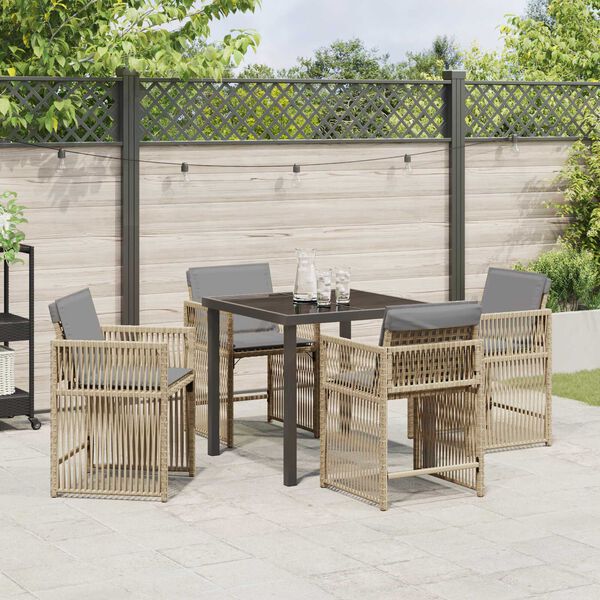 vidaXL Garten Essgruppe 5 pcs Beige Poly-Rattan