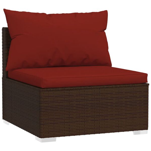 vidaXL 11-tlg. Garten-Lounge-Set mit Kissen Braun Poly Rattan