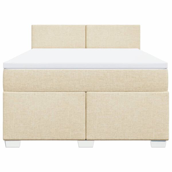 vidaXL Boxspringbett mit Matratze Creme 140x190 cm Stoff