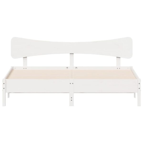 vidaXL Massivholzbett ohne Matratze Wei&szlig; 160x200 Kiefernholz
