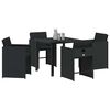vidaXL Garten Essgruppe mit Kissen 5 pcs Schwarz Poly-Rattan
