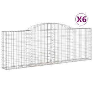 vidaXL Gabionen mit Hochbogen 6 Stk. 300x30x100/120cm Verzinktes Eisen