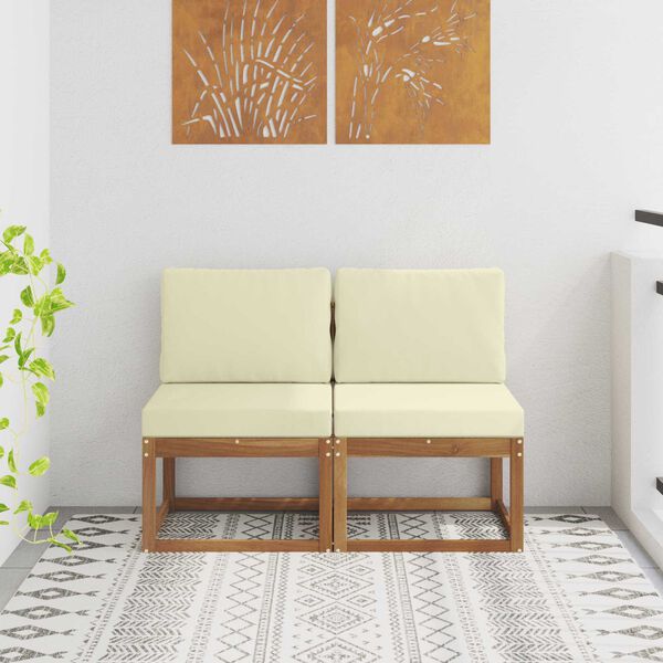 vidaXL 2 St&uuml;ck Outdoor Mittelsofa Massivholz Akazie