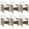 vidaXL 7-tlg. Garten-Essgruppe mit Kissen Poly Rattan Beige