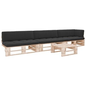 vidaXL 4-tlg. Paletten-Lounge-Set mit Kissen Impr&auml;gniertes Kiefernholz
