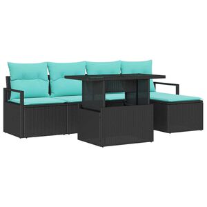 vidaXL Garten-Sofa-Set mit Kissen 6 pcs Schwarz und blau