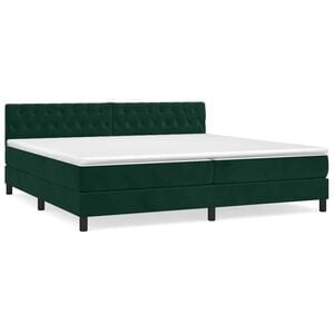 vidaXL Boxspringbett mit Matratze Dunkelgr&uuml;n 200x200 cm Samt