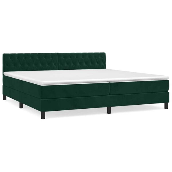 vidaXL Boxspringbett mit Matratze Dunkelgr&uuml;n 200x200 cm Samt