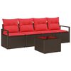 vidaXL Sofa Set 5 stk. 4-Sitzanzahl Beige und Rot Poly-Rattan