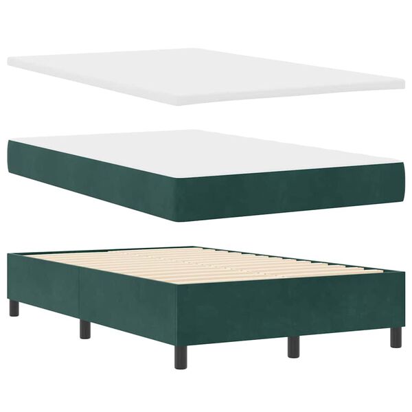 vidaXL Boxspringbett mit Matratze Dunkelgr&uuml;n 120 x 200 cm Samt