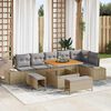 vidaXL Gartensofa-set mit Kissen mit Speicher 9 pcs Beige Poly Rattan