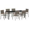 vidaXL Garten Essgruppe mit Kissen 7 pcs Grau Poly-Rattan