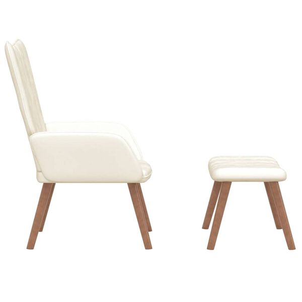 vidaXL Relaxsessel mit Hocker Cremewei&szlig; Samt