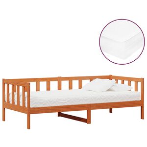 vidaXL Tag-Bett mit Kopfteil Wachsbraun und Wei&szlig; 90 x 200 cm